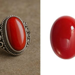 RED CORAL RING-GEMSTONE
