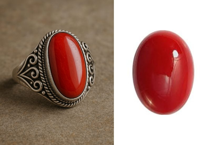 RED CORAL RING-GEMSTONE