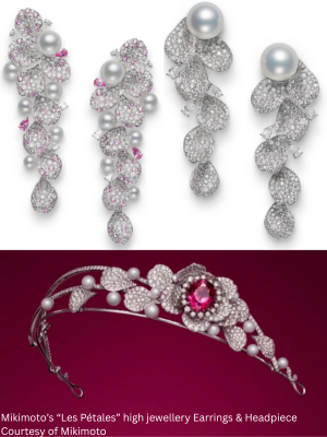 Mikimoto's Les Pétales Jewellery Collection-Earrings-Headpiece